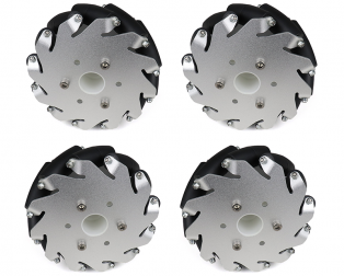 A set of 4 EasyMech 127mm Aluminum Mecanum Bearing Type Roller Wheels (2 Left and 2 Right)