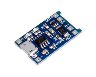 TP4056 1A Lipo Battery Charging Board Micro USB with Current Protection (Robu.in)