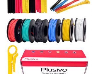 Plusivo 24AWG Hook up Wire Kit - 600V Pre-Tinned Stranded Silicon Wire of 6 Colors x 9M