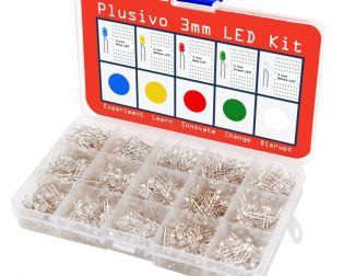 Plusivo 3mm Clear Lens LED Assortment Kit with Bonus Resistor Pack