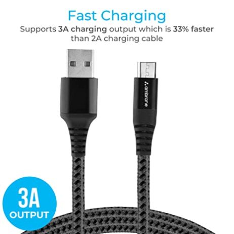 Ambrane Ambrane Fast Charging Braided Micro Usb Cable 3A 5