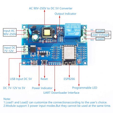 Acdc Power Esp8266 Wifi Single Relay Esp 12F Dev Board 8