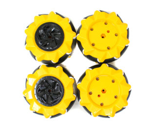 80mm-A Mecanum Wheel Compatible with 6.7mm Coupling (Pack of 4)-Yellow