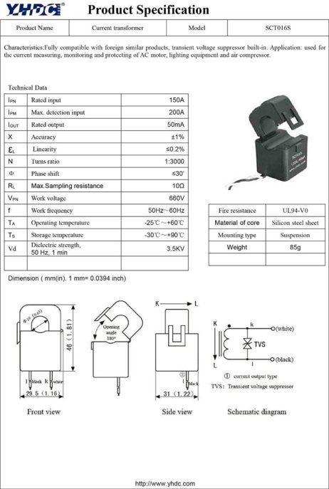 Yhdc Yhdc Sct016S 200A100Ma Split Core Current Transformer 4