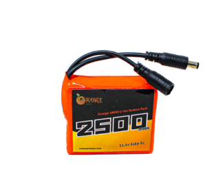 Orange NMC 18650 11.1V 2500mAh 3C 3S1P Li-Ion Battery Pack with DC Jack Male & Female