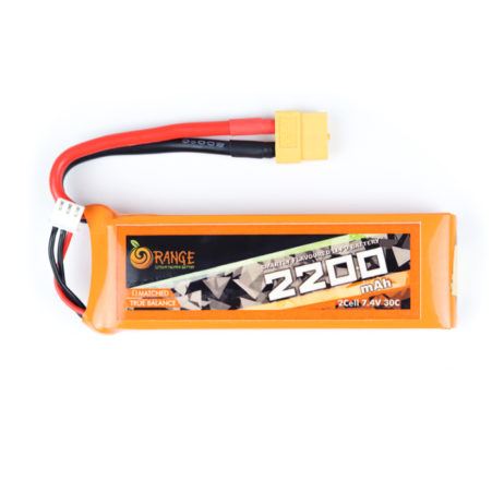 Orange 23768 Orange 2200Mah 2S 30C 60C 7.4V Lithium Polymer Battery Pack