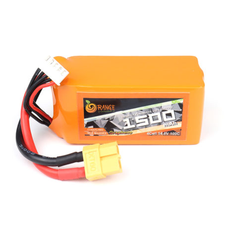 Orange 14.8V 1500Mah 100C 4S Graphene Lithium Polymer Battery Pack