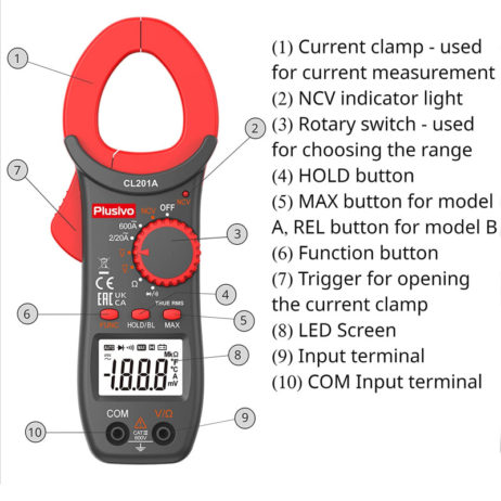 Plusivo Plusivo Cl201 A Digital Clamp Meter T Rms 1999 Counts 1