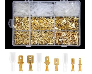 900PCS 2.8/4.8/6.3MM Golden Insulated Male Female Wire Connector Electrical Wire Crimp Terminals Spade Connectors Assorted Kit